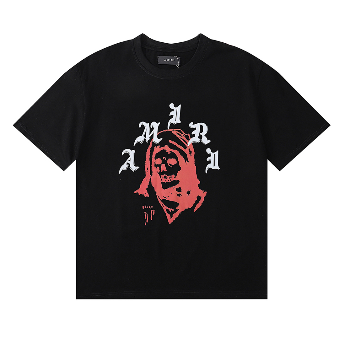 编号927，外贸轻奢美潮AMIRI纽约艺术家WES LANG联名款高品质双纱纯棉休闲短袖T恤男女
