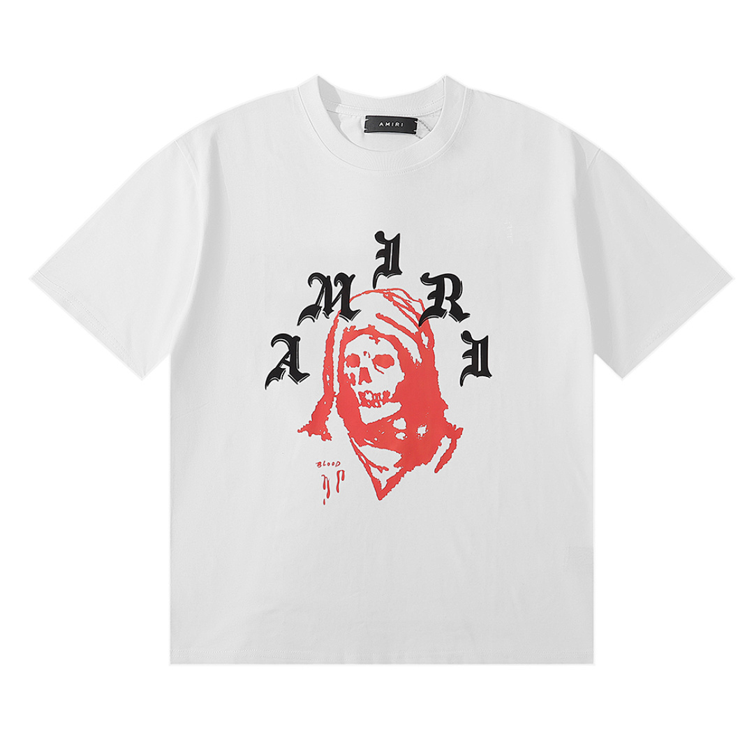 编号927，外贸轻奢美潮AMIRI纽约艺术家WES LANG联名款高品质双纱纯棉休闲短袖T恤男女