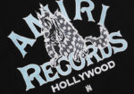 编号950，美潮轻奢Amiri Records Wolf小Logo狼印花高品质双纱纯棉短袖T恤男女
