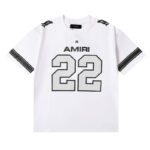 编号958，美潮轻奢AMIRI字母22印花2024SS高品质双纱纯棉休闲短袖T恤男女