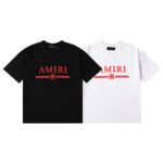 编号963，美潮轻奢AMIRI经典图案红Logo印花高品质双纱纯棉休闲短袖T恤男女