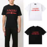 编号963，美潮轻奢AMIRI经典图案红Logo印花高品质双纱纯棉休闲短袖T恤男女