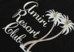 编号966，美潮轻奢Amiri草写字母椰树印花高克重双纱纯棉休闲短袖T恤男女