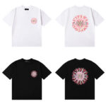 编号967，外贸美潮Amiri太阳图腾印花高品质双纱纯棉休闲短袖T恤男女