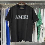 编号970，跨境美潮AMIRI经典Logo腰果花印花高品质纯棉双纱休闲短袖T恤男女