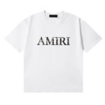 编号970，跨境美潮AMIRI经典Logo腰果花印花高品质纯棉双纱休闲短袖T恤男女
