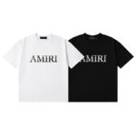 编号970，跨境美潮AMIRI经典Logo腰果花印花高品质纯棉双纱休闲短袖T恤男女