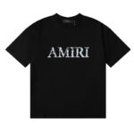编号970，跨境美潮AMIRI经典Logo腰果花印花高品质纯棉双纱休闲短袖T恤男女