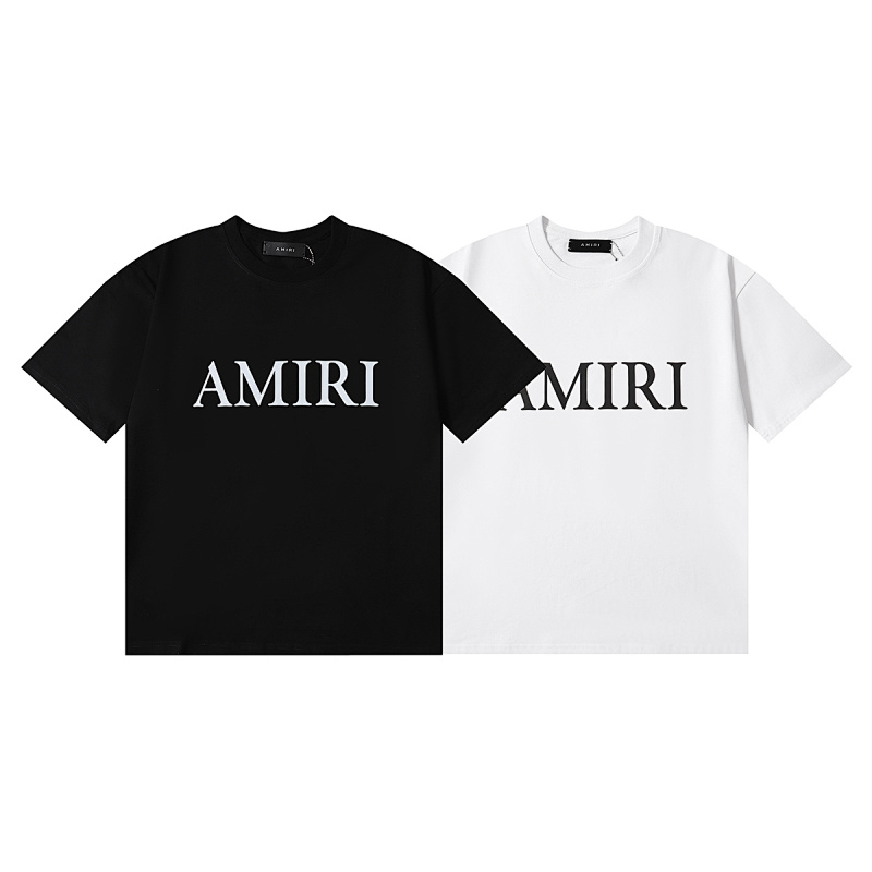 编号971，2024SS新款Amiri美式高街休闲高品质双纱纯棉短袖T恤男女潮