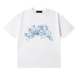 编号996，2025新品美潮轻奢Amiri阿米里植物花卉印花高品质双纱纯棉休闲短袖T恤男女