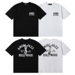 编号991，2025新款美潮阿米里Amiri Jazz Wolf爵士狼印花高克重双纱纯棉休闲短袖T恤男女