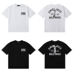 编号991，2025新款美潮阿米里Amiri Jazz Wolf爵士狼印花高克重双纱纯棉休闲短袖T恤男女