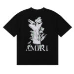 编号992，美潮轻奢Amiri阿米里神女天使雕像花园印花高品质双纱纯棉圆领短袖T恤男女