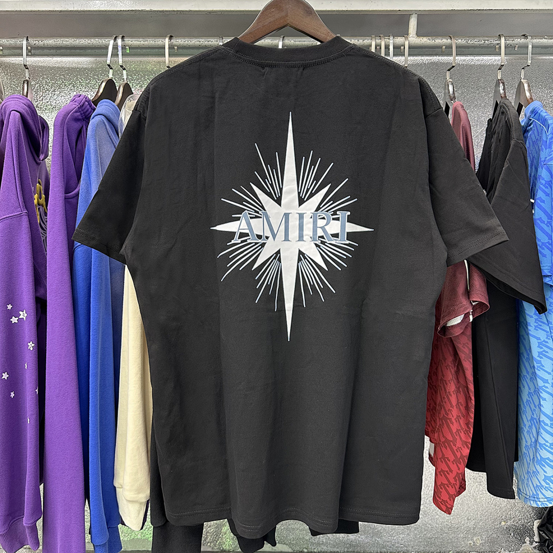 编号993，2025新品美潮阿米里Amiri Starburst印花高品质双纱纯棉休闲短袖T恤男女