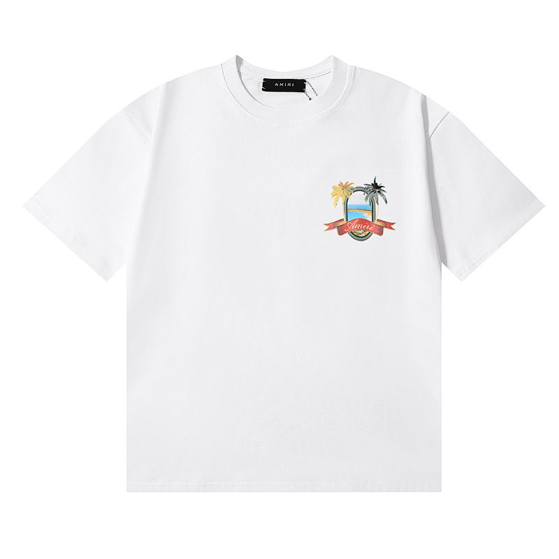 编号998，美潮轻奢AMIRI MA Paradise天堂风景图案印花高品质双纱纯棉休闲短袖T恤男女