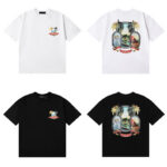 编号998，美潮轻奢AMIRI MA Paradise天堂风景图案印花高品质双纱纯棉休闲短袖T恤男女