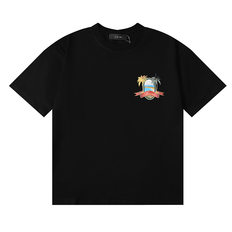 编号998，美潮轻奢AMIRI MA Paradise天堂风景图案印花高品质双纱纯棉休闲短袖T恤男女