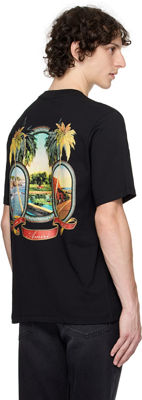 编号998，美潮轻奢AMIRI MA Paradise天堂风景图案印花高品质双纱纯棉休闲短袖T恤男女