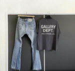937#Gallery Dept新款基础款水洗微喇蓝色拼接牛仔裤百搭长裤 蓝色拼浅蓝色 黑色拼黑色 黑色拼蓝色 S~XL p115