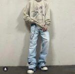 937#Gallery Dept新款基础款水洗微喇蓝色拼接牛仔裤百搭长裤 蓝色拼浅蓝色 黑色拼黑色 黑色拼蓝色 S~XL p115