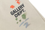 907# Gallery Dept新款泼墨手绘拼接微喇长裤抽绳纯棉毛圈休闲裤美式高街长裤 黑色 米杏色S~XL p108
