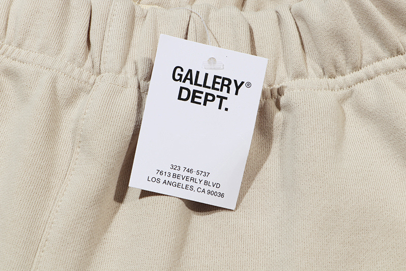 907# Gallery Dept新款泼墨手绘拼接微喇长裤抽绳纯棉毛圈休闲裤美式高街长裤 黑色 米杏色S~XL p108