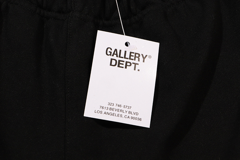 907# Gallery Dept新款泼墨手绘拼接微喇长裤抽绳纯棉毛圈休闲裤美式高街长裤 黑色 米杏色S~XL p108