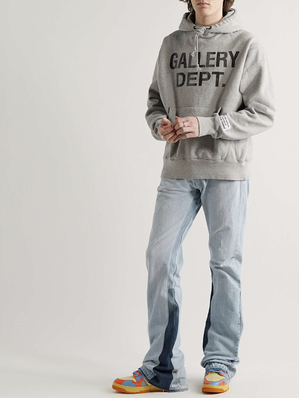607#Gallery Dept新款基础款水洗微喇浅蓝色拼接牛仔裤百搭长裤 浅蓝色拼深蓝色 S~XL p115