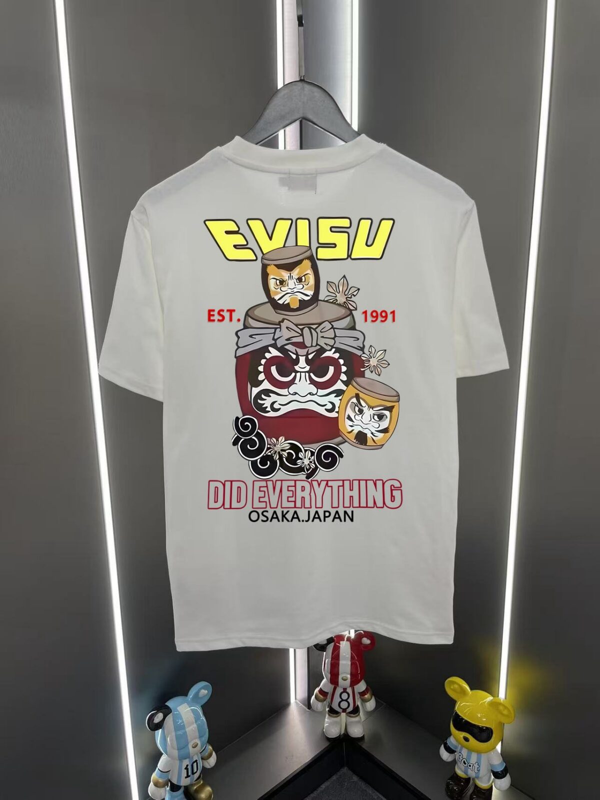 EVISU福神新款潮牌印花短袖T恤男女同款宽松休闲百搭纯棉半袖上衣