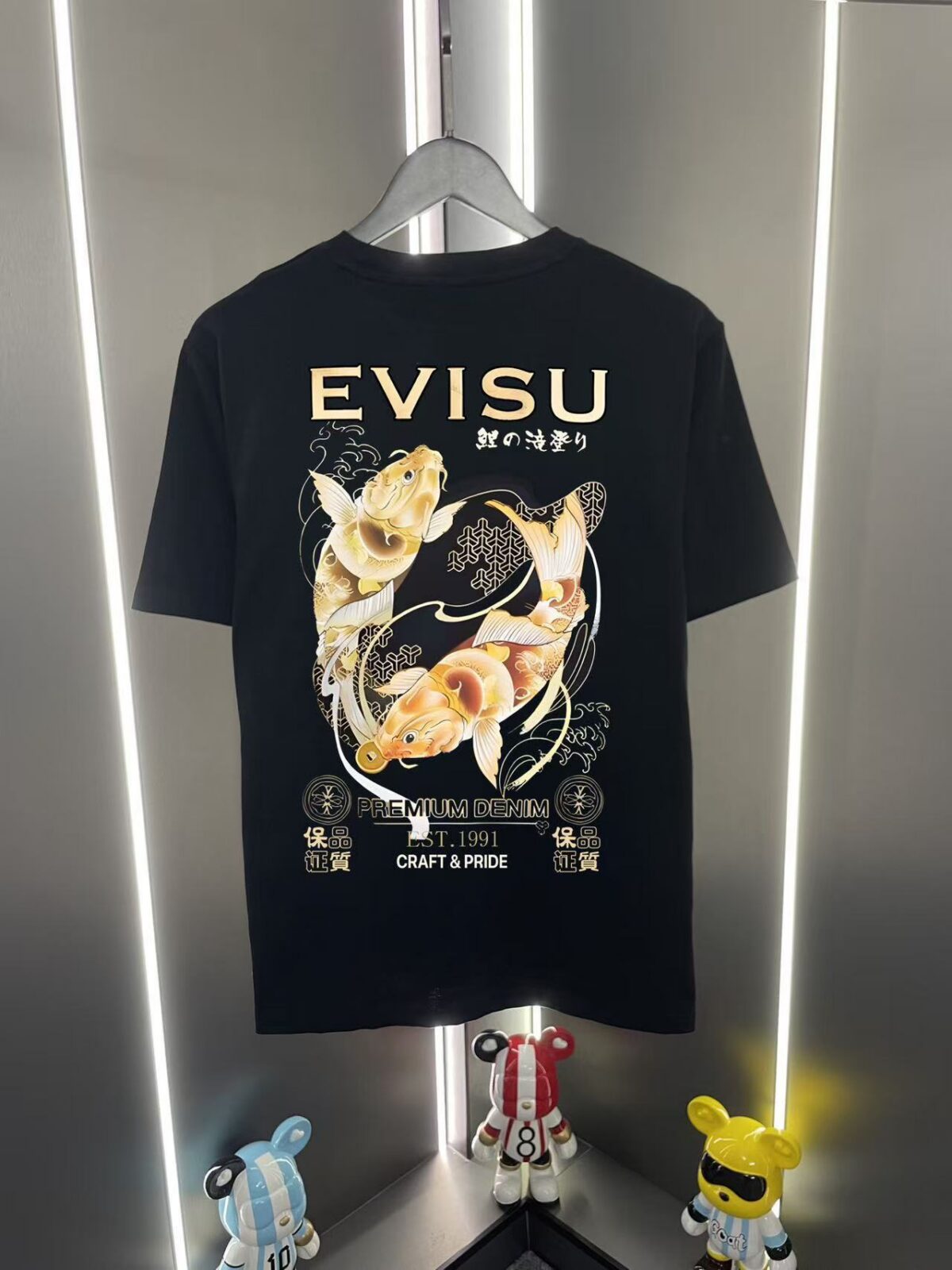 EVISU福神新款潮牌印花短袖T恤男女同款宽松休闲百搭纯棉半袖上衣