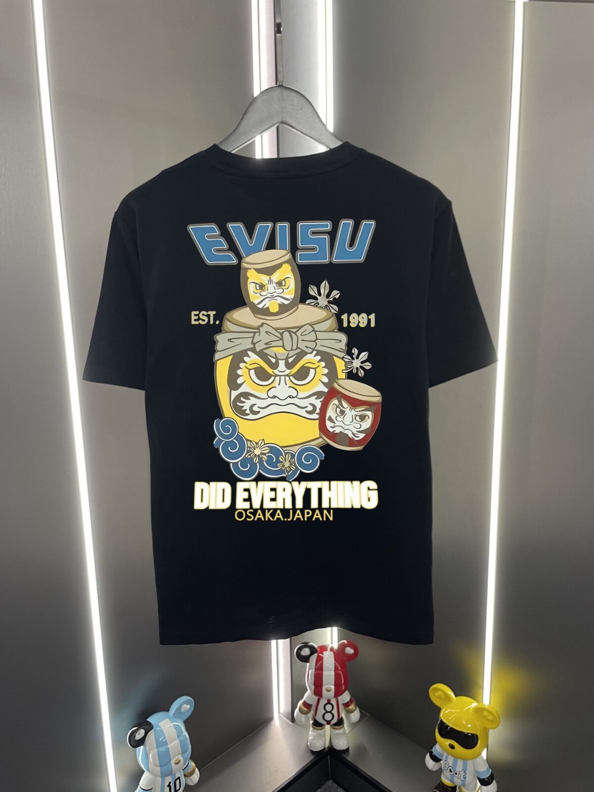 EVISU福神新款潮牌印花短袖T恤男女同款宽松休闲百搭纯棉半袖上衣