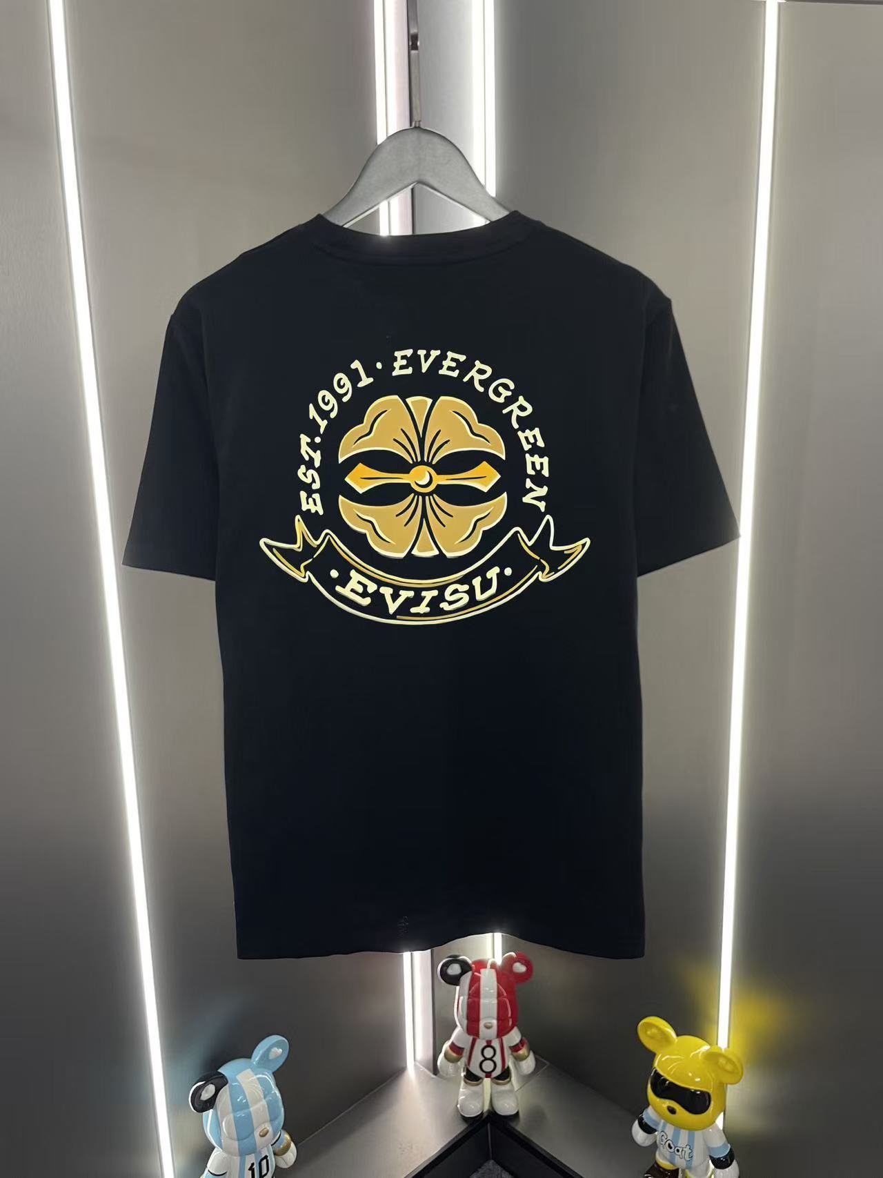 EVISU福神新款潮牌印花短袖T恤男女同款宽松休闲百搭纯棉半袖上衣