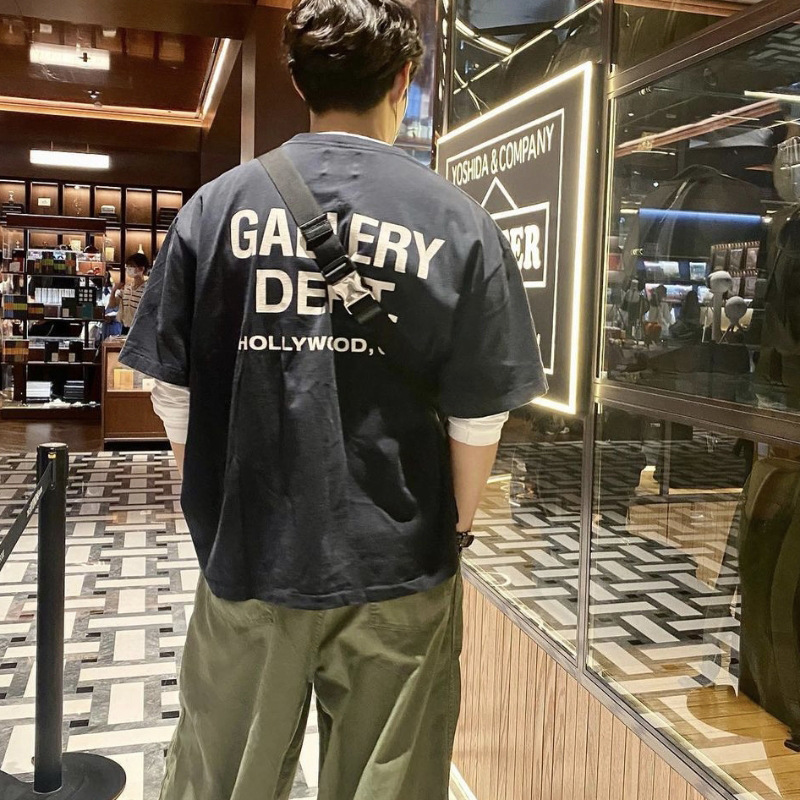 潮牌GALLERY DEPT DRIVE复古彩色高街印花宽松情侣夏季短袖T恤男