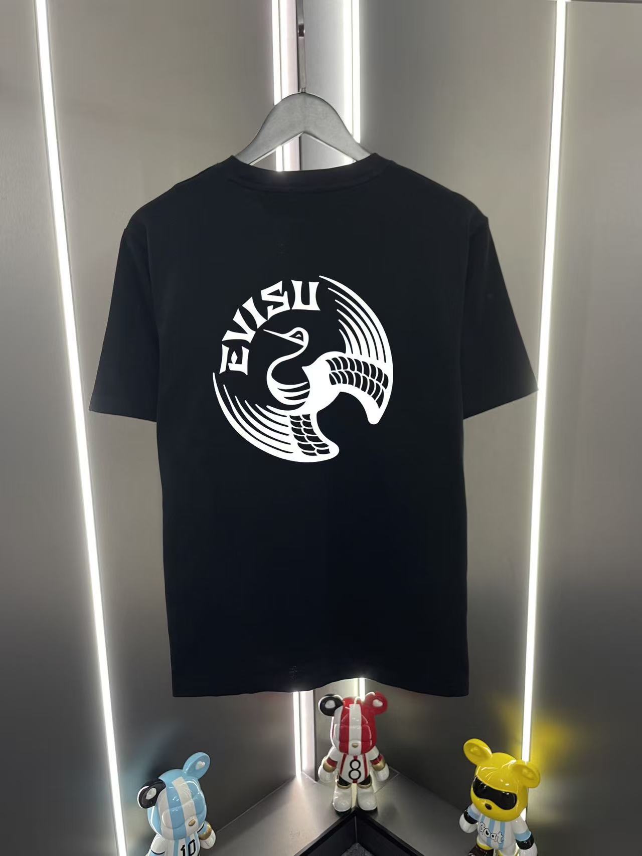 EVISU福神新款潮牌印花短袖T恤男女同款宽松休闲百搭纯棉半袖上衣