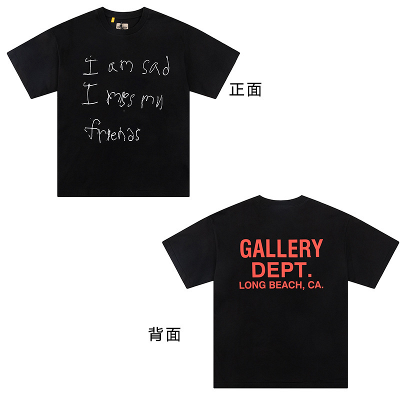 潮牌GALLERY DEPT DRIVE复古彩色高街印花宽松情侣夏季短袖T恤男
