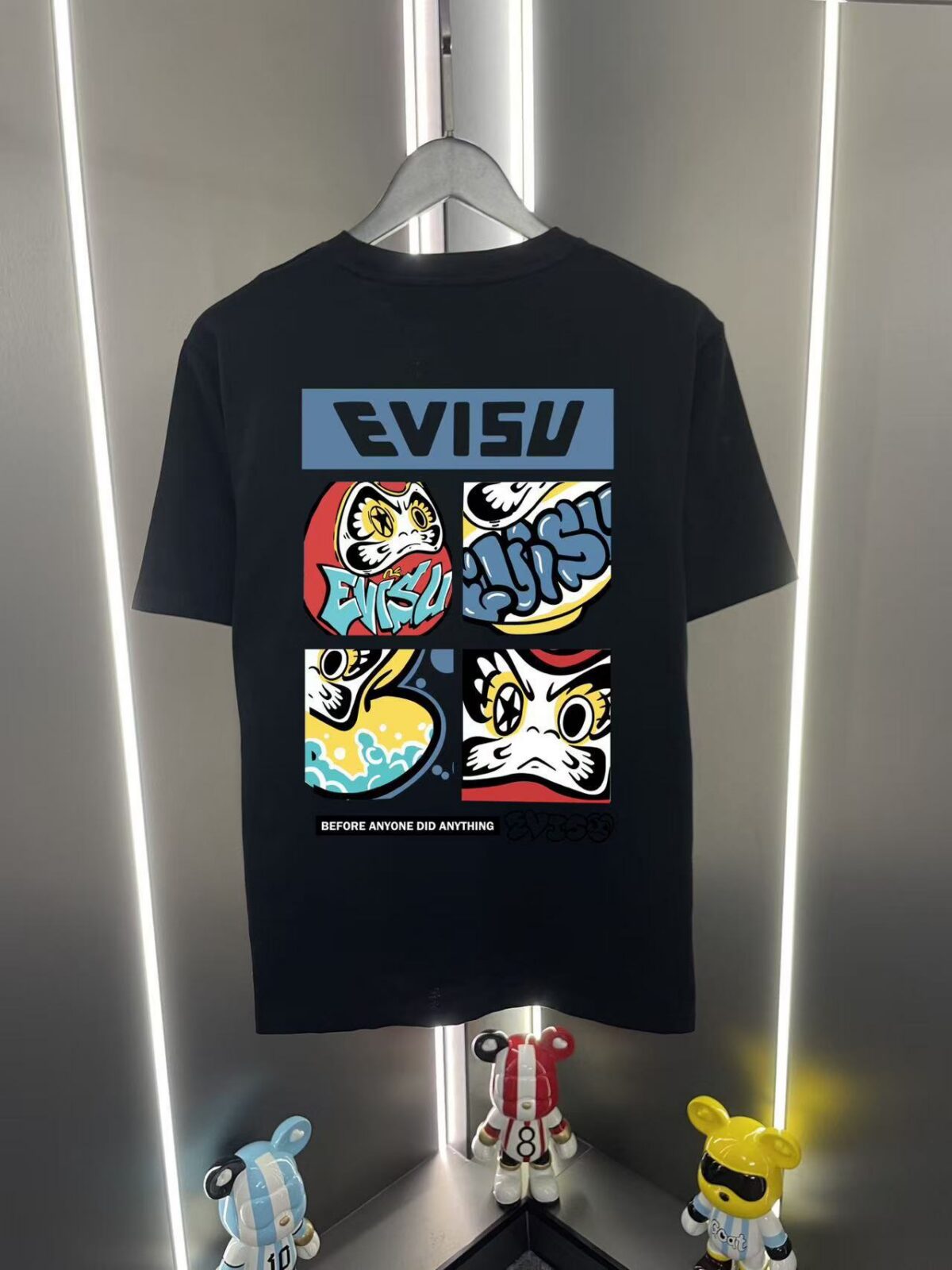 EVISU福神新款潮牌印花短袖T恤男女同款宽松休闲百搭纯棉半袖上衣