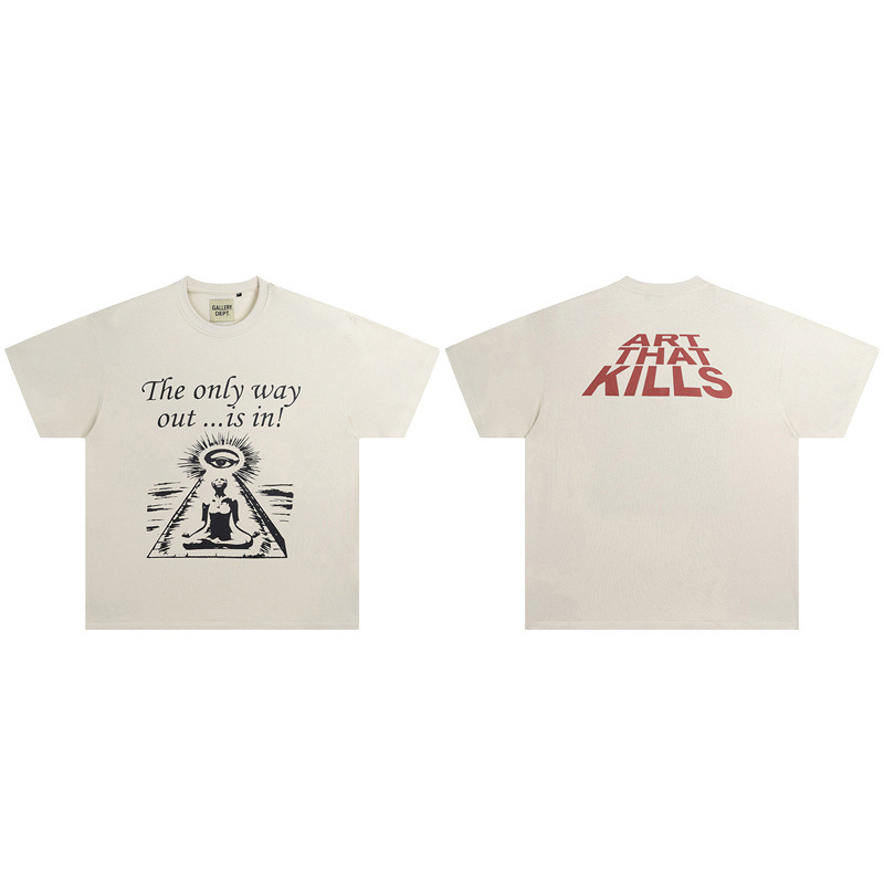 Gallery Dept新款经典基础款法文字母LOGO基础标语圆领短袖T恤夏