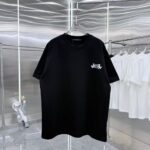 P85 1V 2026秋冬新款重磅360克 重叠字母logo绣花 圆领短袖t恤 上身超舒服🔥男女同款 S M L XL XXL 五个码 黑色 白色 花灰