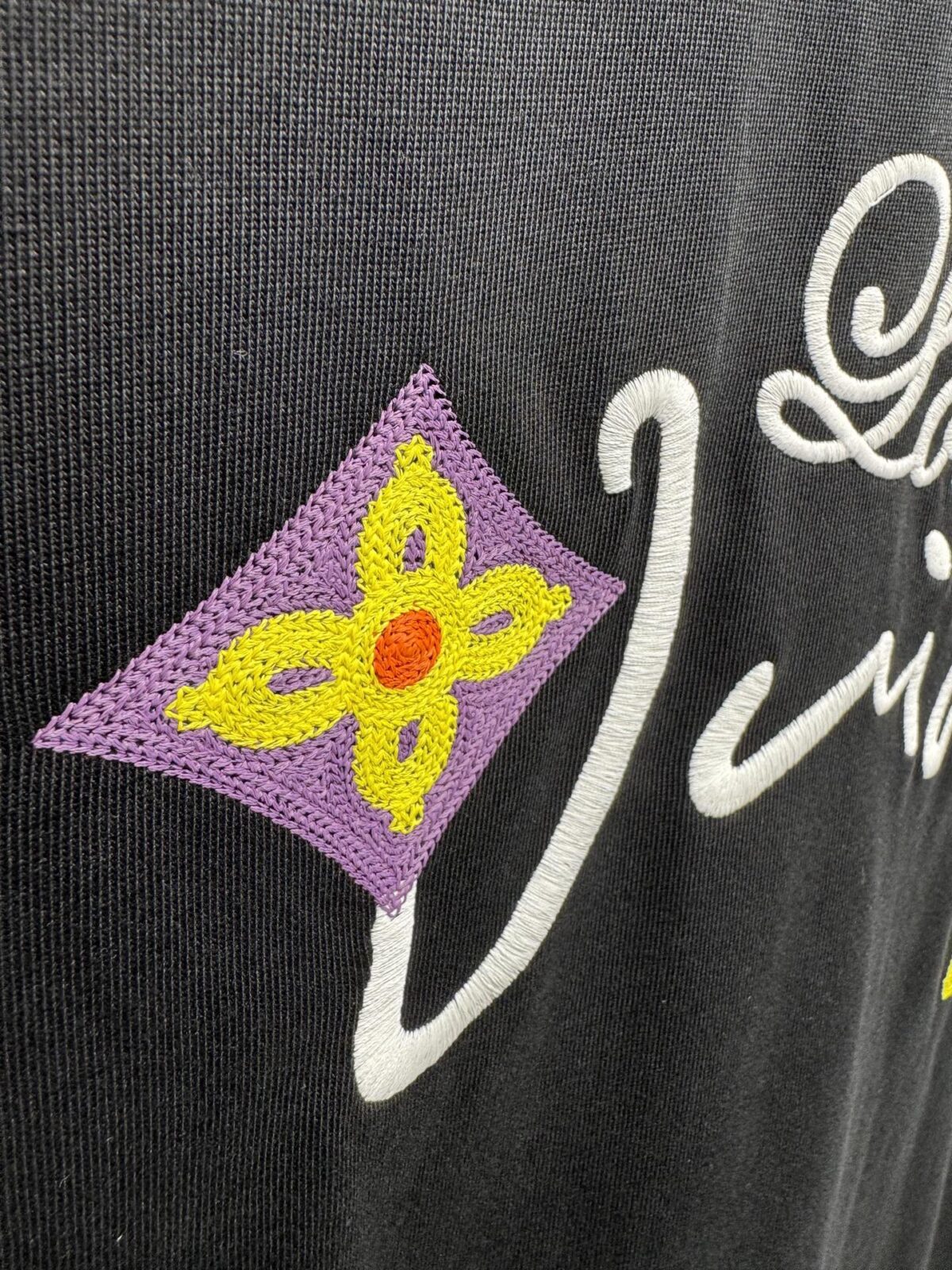 P130 Louis Vuitton 26ss春夏新款 刺绣圆领短袖 -颜色：黑色 白色 -码数：XS S M L