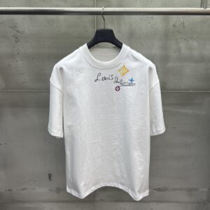 P120 LV 26ss新款 小众氛围感 手绘款短袖 -颜色：黑色 白色 -码数：XS S M L