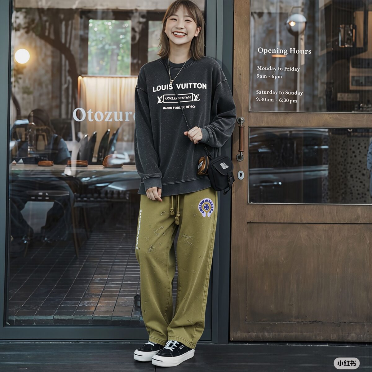 P125 《𝙉𝙚𝙬⚜️LV-路易》 2026*秋冬新款长袖卫衣男女同款 全棉360克做旧炒雪花、发泡印花，贴布绣章 尺码：S M L XL XXL 颜色 粉色 杏色 天蓝色 黑色 立即抢购👉