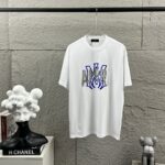 P80 Amiri*埃米尔 2026早春夏季新款 定制平纹纯棉双纱面料 短袖T恤 经典字母植绒+银色硅胶工艺 男女同款 颜色：黑色 白色 尺码： S （90-130斤） M （120-150斤） L （140-165斤） XL （160-180斤） XXL （180-210斤）