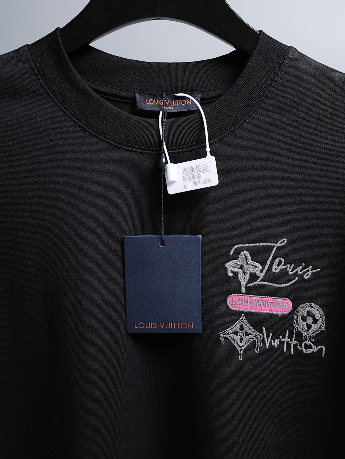 P80 Louis Vuitton*LV2026最新款短袖T恤 材质:采用300g高支高密双纱精梳棉 工艺：宽松版型前后幅重工刺绣🪡 内里贴布刺绣🪡 尺寸:S M L XL XXL 颜色:黑色