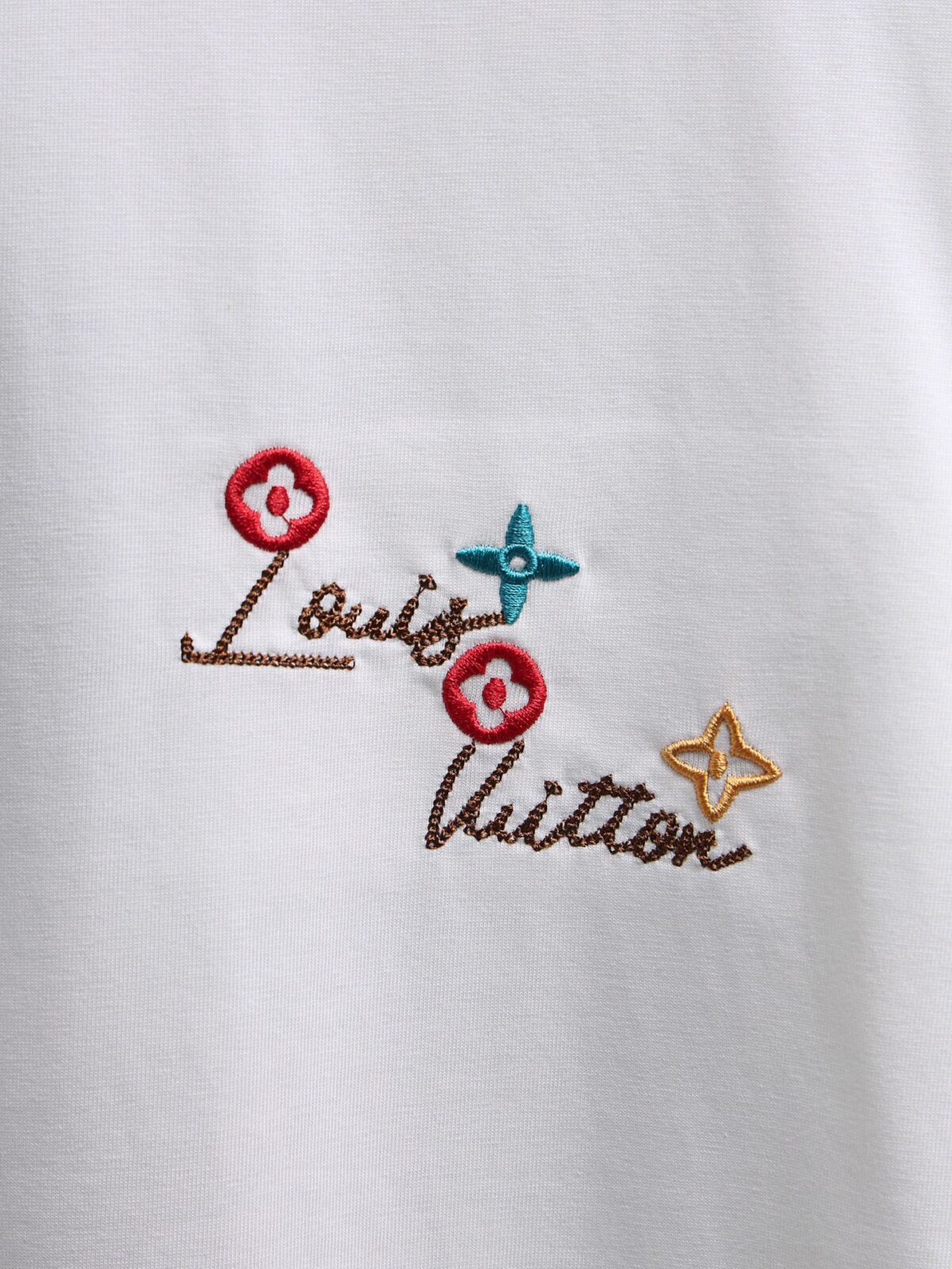 P80 Louis Vuitton*LV2026最新款短袖T恤 材质:采用300g高支高密双纱精梳棉 工艺：宽松版型前后幅重工刺绣🪡 内里贴布刺绣🪡 尺寸:S M L XL XXL 颜色:白色