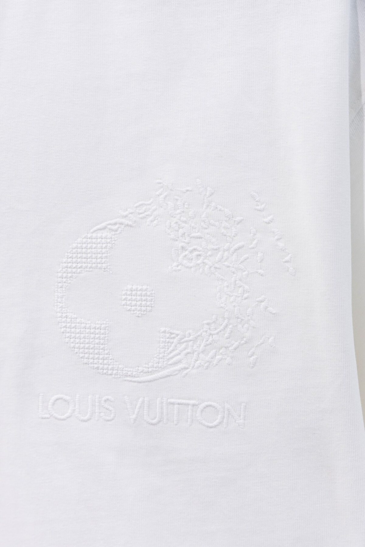 P80 Louis Vuitton*LV2026最新款短袖T恤 材质:采用300g高支高密双纱精梳棉 工艺：宽松版型前后幅重工刺绣🪡 内里贴布刺绣🪡 尺寸:S M L XL XXL 颜色:白色 款号:M-0018