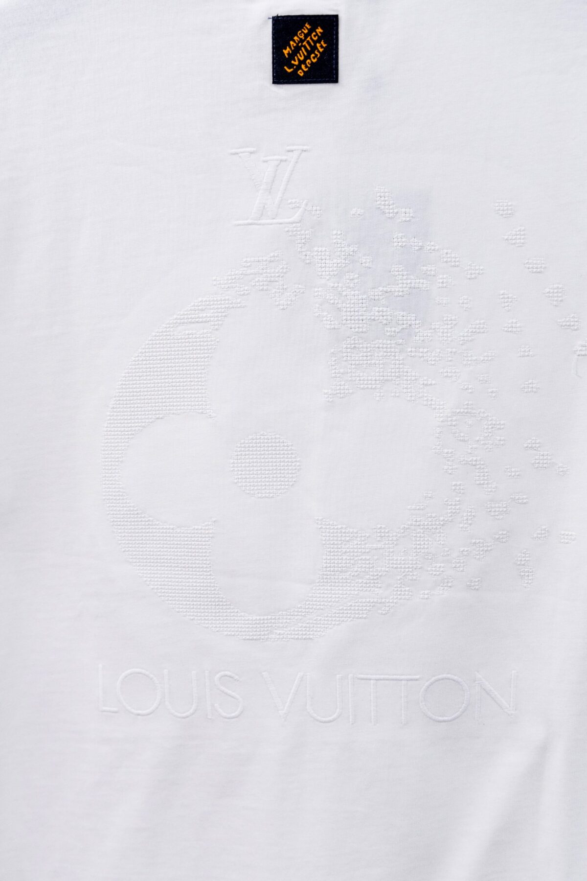 P80 Louis Vuitton*LV2026最新款短袖T恤 材质:采用300g高支高密双纱精梳棉 工艺：宽松版型前后幅重工刺绣🪡 内里贴布刺绣🪡 尺寸:S M L XL XXL 颜色:白色 款号:M-0018