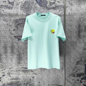 P75 LV* 2026新款 精致绣花小logo 300g短袖t恤 宽松版型男女同款 尺码 S M L XL XXL 黑色 白色 紫色 湖水绿