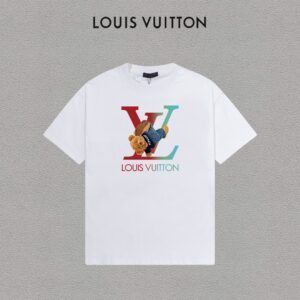P70 LV/路易威登 印花Logo百搭潮流短袖T恤男女同款 吊牌 领标 水洗唛 三标齐全 定织定染280克精梳棉面料 尺码：S-XXL 颜色：黑色，白色，藏青色