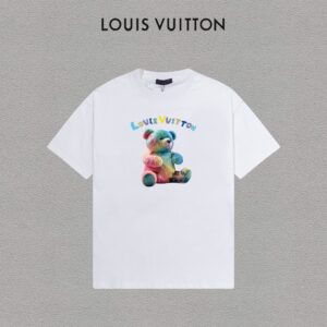 P70 LV/路易威登 印花Logo百搭潮流短袖T恤男女同款 吊牌 领标 水洗唛 三标齐全 定织定染280克精梳棉面料 尺码：S-XXL 颜色：黑色，白色，藏青色