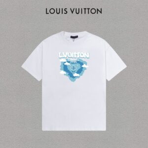 P70 LV/路易威登 印花Logo百搭潮流短袖T恤男女同款 吊牌 领标 水洗唛 三标齐全 定织定染280克精梳棉面料 尺码：S-XXL 颜色：黑色，白色，藏青色